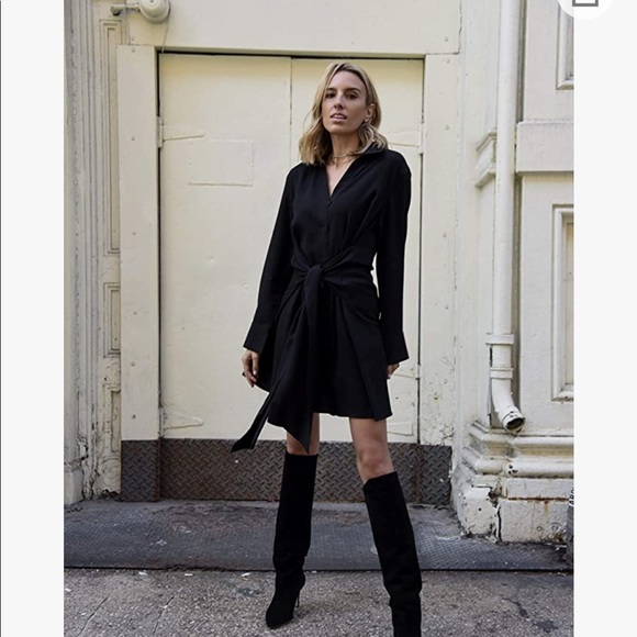 Lisadnyc The Drop Ladies Black Asymmetrical Tie Up Dress Small S - Picture 4 of 7